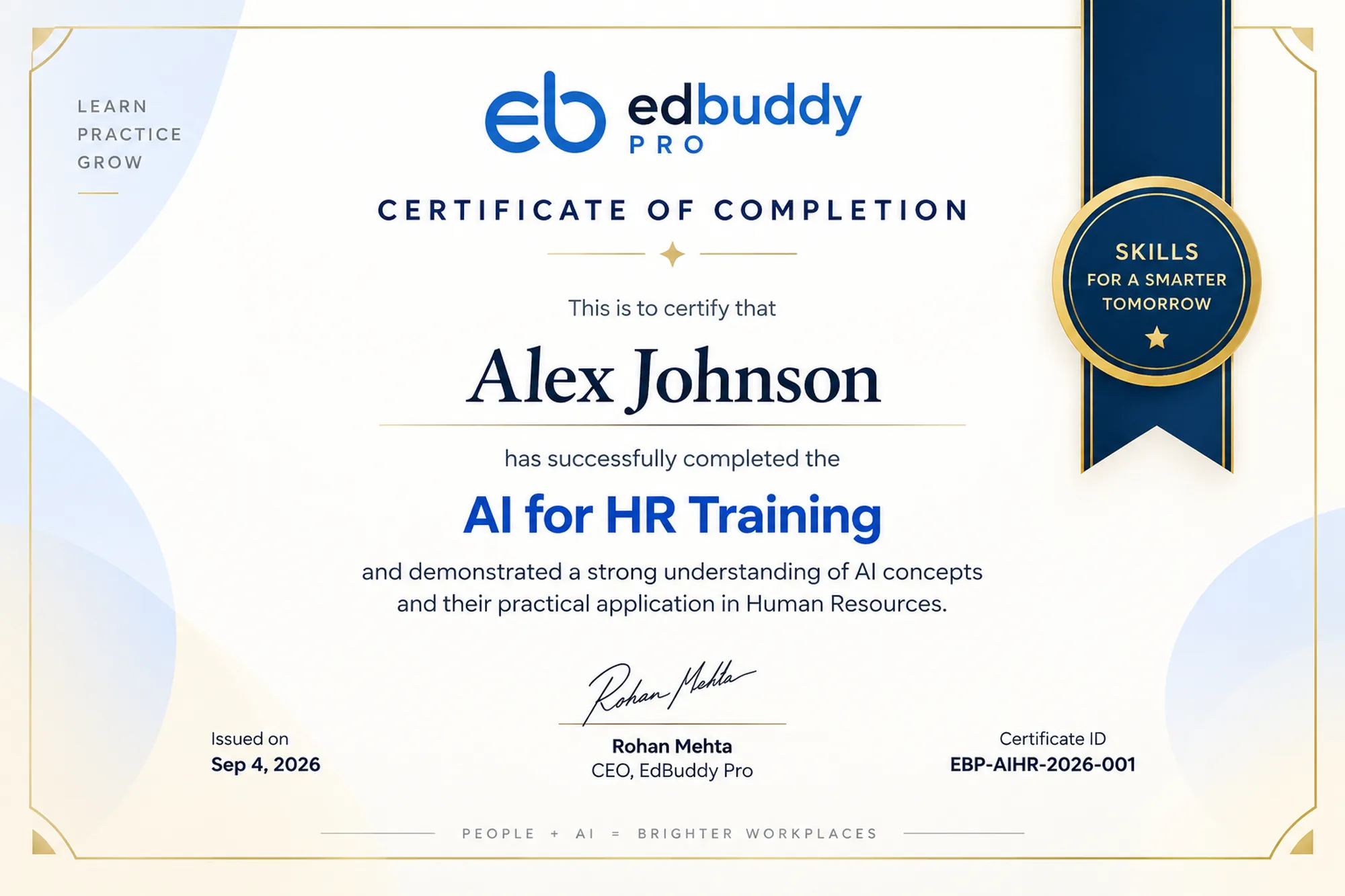 edBuddy Pro certificate of completion